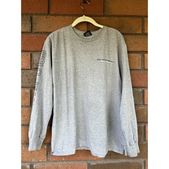 Vintage Ralph Lauren Polo Jeans Company‎ Long Sleeve Shirt | Gray | Mens Medium - Picture 1 of 16